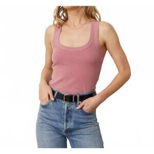 NEW MARINE LAYER lexi rib sun-in tank top in brick